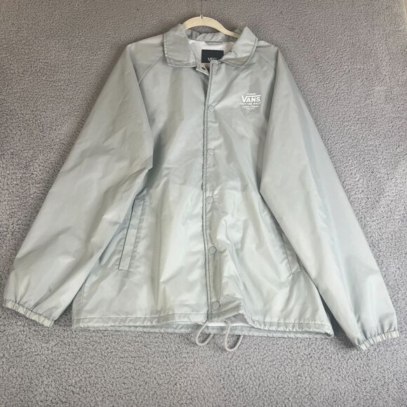 Vans Off The WallJacket Mens XL Gray Windbreaker Snap Front Fleece Lined Surf